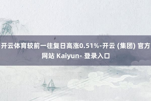 开云体育较前一往复日高涨0.51%-开云 (集团) 官方网站 Kaiyun- 登录入口