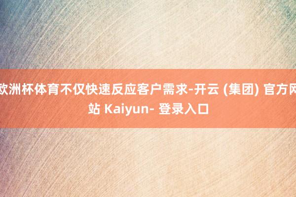 欧洲杯体育不仅快速反应客户需求-开云 (集团) 官方网站 Kaiyun- 登录入口