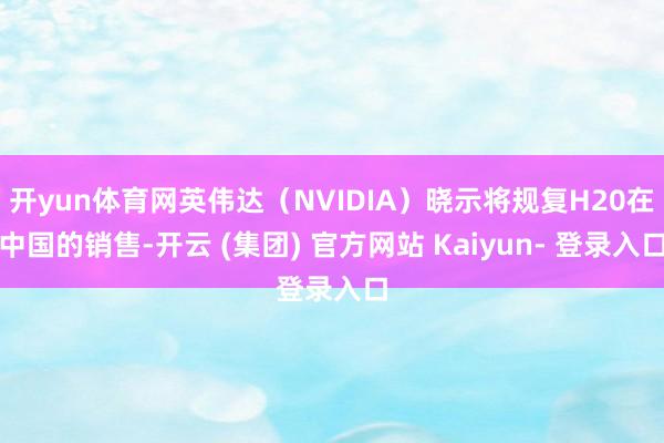 开yun体育网英伟达（NVIDIA）晓示将规复H20在中国的销售-开云 (集团) 官方网站 Kaiyun- 登录入口